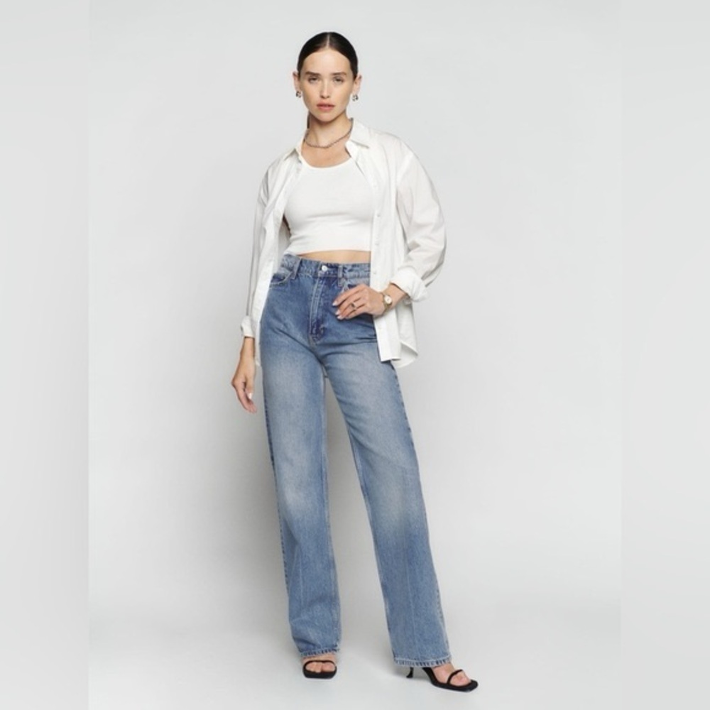 Reformation Light Blue Straight Leg Jeans size 24
